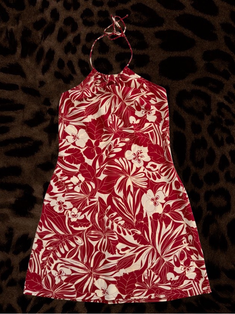 Charlotte Russe Red and White Floral Halter Mini Dress